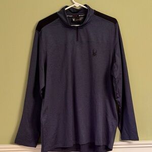 Spyder Active Men’s Large 1/4 Zip Performance Pullover Slate Blue/Black Accents